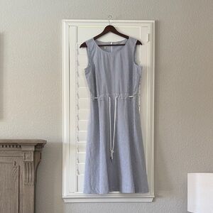 Talbots Blue and White Striped Midi Dress